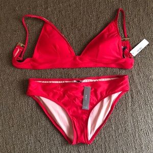 NWT J Crew V neck swim top and bikini bottoms!!!